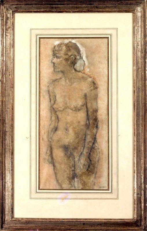 A standing Female Nude, three-quarter length
