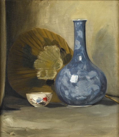 Still life with Fan and Oriental Porcelain