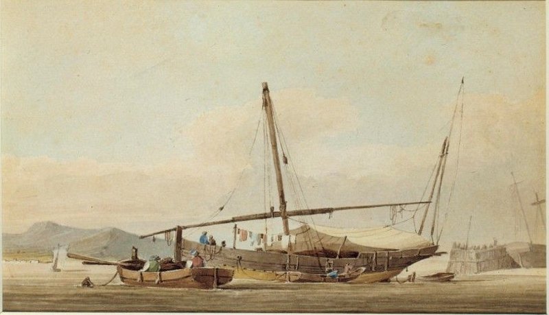 An Eastern Mediterranean Xebec at Anchor on a lazy day