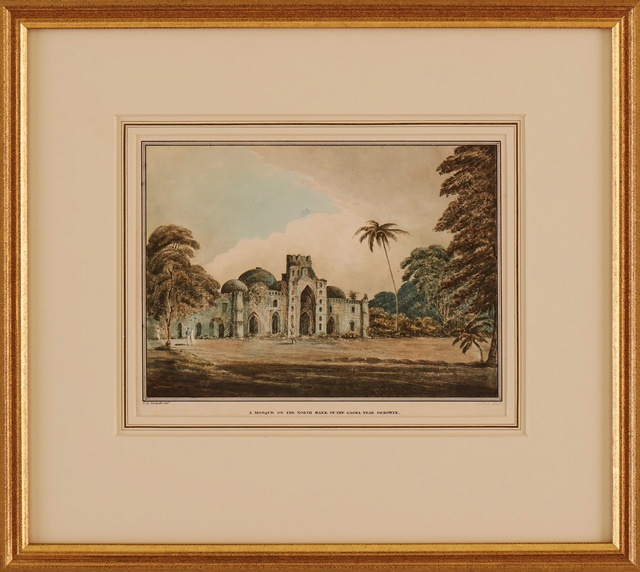 Bridge at Saumpoor near Dacca; Guptar Ghaut near Fyzabad on the Goggra; Burrumdeo near where the Gaggra issues; View of an ancient gateway at Dacca; View of Peer Pointy; A mosque on the north ban of the Gagra near Debowly. (6)