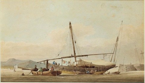 An Eastern Mediterranean Xebec at Anchor on a lazy day