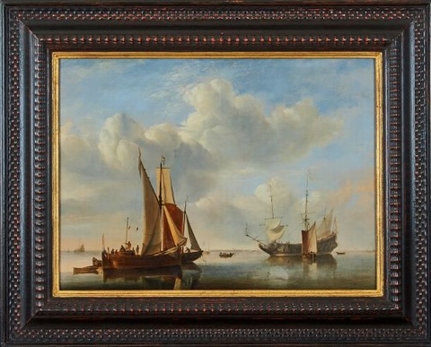 A Wijdschip and a Kaag Under Sail in a Very Light Air