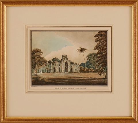 Bridge at Saumpoor near Dacca; Guptar Ghaut near Fyzabad on the Goggra; Burrumdeo near where the Gaggra issues; View of an ancient gateway at Dacca; View of Peer Pointy; A mosque on the north ban of the Gagra near Debowly. (6)
